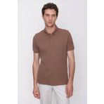 Morven Açık Kahve Basic Düz %100 Pamuk Slim Fit Dar Kesim Kısa Kollu Polo Yaka Erkek Tişört