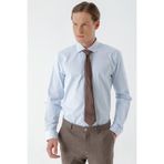 Morven Erkek A. Mavi Basic Düz Desen İtalyan Yaka Slim Fit Gömlek
