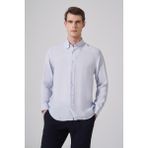 Morven Erkek A. Mavi Dynamic Fit Düğmeli Yaka Gömlek Modal - Buz Mavisi - 2XL