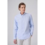 Morven Erkek A. Mavi Pamuk Trend Düz Dynamic Fit Düğmeli Yaka Gömlek - Buz Mavisi - 2XL