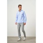 Morven Erkek A. Mavi Slim Fit Düğmeli Yaka Gömlek - Buz Mavisi - XS