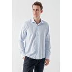 Morven Erkek A. Mavi Trend Baskılı Desenli Italyan Yaka Slim Fit Gömlek - Buz Mavisi