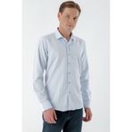 Morven Erkek A. Mavi Trend Baskılı Desenli İtalyan Yaka Slim Fit Gömlek