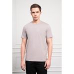 Morven Erkek Açık Gri Basic Bisiklet Yaka Dynamic Fit Pamuk T-Shirt - Koyu Gri
