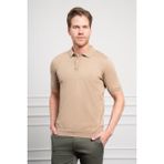 Morven Erkek Bej Basic Polo Yaka Dynamic Fit T-Shirt - 2XL