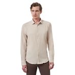 Morven Erkek Bej Gofre Trend Desenli Dynamic Fit İtalyan Yaka Gömlek