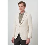 Morven Erkek Bej Keten Trend Slim Fit Mono Yaka Ceket