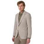 Morven Erkek Bej Örme Trend Desenli Slim Fit Mono Yaka Ceket