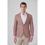 Morven Erkek Bej Örme Trend Kareli Slim Fit Mono Yaka Ceket - 52 - 6 Drop