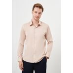 Morven Erkek Bej Pamuk Düz Desen Sert Yaka Slim Fit Gömlek - XL