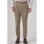 Morven Erkek Bej Poliviskon Trend Desenli Slim Fit Çift Pile Pantolon