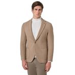 Morven Erkek Bej Poliviskon Trend Desenli Slim Fit Mono Yaka Dokuma Ceket