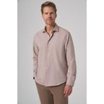 Morven Erkek Bej Polyester Trend Desenli Dynamic Fit Italyan Yaka Gömlek
