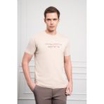 Morven Erkek Bej Trend Bisiklet Yaka Dinamik Fit Pamuk T-Shirt