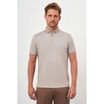 Morven Erkek Bej Trend Merserize Düz Düğmeli Yaka Dynamic Fit T-shirt