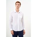 Morven Erkek Beyaz Basic Düz Desen Cepli Sert Yaka Regular Fit Gömlek - 3XL