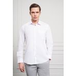 Morven Erkek Beyaz Basic Regular Fit Sert Yaka Cepli Gömlek