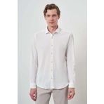 Morven Erkek Beyaz Gofre Trend Desenli Dynamic Fit İtalyan Yaka Gömlek