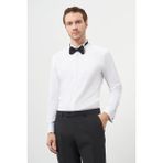Morven Erkek Beyaz Manşetli Slim Fit Ata Yaka Gömlek - XS