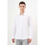 Morven Erkek Beyaz Pamuk Baskılı Desenli Italyan Yaka Slim Fit Gömlek - 2XL