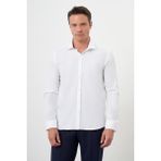 Morven Erkek Beyaz Pamuk Baskılı Desenli Italyan Yaka Slim Fit Gömlek - XL