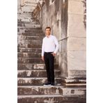 Morven Erkek Beyaz Slim Fit Dar Kesim Düz Sert Yaka Uzun Kollu Gömlek