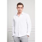 Morven Erkek Beyaz Trend Italyan Yaka Slim Fit Dar Kesim Gömlek - 2XL