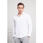 Morven Erkek Beyaz Trend İtalyan Yaka Slim Fit Dar Kesim Gömlek