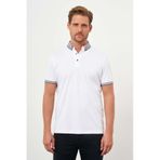 Morven Erkek Beyaz Trend Merserize Düz Düğmeli Yaka Dynamic Fit T-shirt