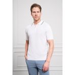 Morven Erkek Beyaz Trend Polo Yaka Dinamik Fit Rahat Kesim T-Shirt - 3XL