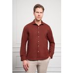 Morven Erkek Bordo Trend İtalyan Yaka Slim Fit Dar Kesim Gömlek