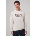 Morven Erkek Ekru Trend Baskılı Bisiklet Yaka Sweatshirt
