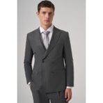 Morven Erkek Füme Poliviskon Trend Çizgili Slim Fit Kruvaze Takım Elbise - 6 Drop - 56