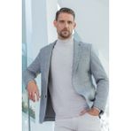 Morven Erkek Gri Örme Slim Fit Mono Yaka Ceket - 46 - 6 Drop