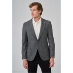Morven Erkek Gri Örme Slim Fit Mono Yaka Ceket