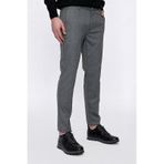 MORVEN Erkek Gri Poliviskon Desenli Slim Fit Pantolon