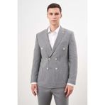 Morven Erkek Gri Poliviskon Trend Kruvaze Slim Fit Sivri Yaka Takım Elbise - 50 - 6 Drop