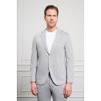 Morven Erkek Gri Poliviskon Trend Örme Çizgili Slim Fit Mono Yaka Takım Elbise - 52 - 6 Drop