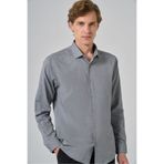 Morven Erkek Gri Slim Fit İtalyan Yaka Gömlek