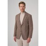 Morven Erkek Kahve Poliviskon Trend Desenli Dynamic Fit Mono Yaka Ceket - 6 Drop - 58