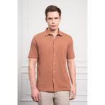 Morven Erkek Kiremit Trend Apaçi Yaka Dynamic Fit Kısa Kollu Gömlek - 2XL
