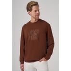 Morven Erkek Kiremit Trend Baskılı Bisiklet Yaka Sweatshirt - XL