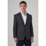 Morven Erkek Lacivert Dokuma Desenli Dynamic Fit Mono Yaka Ceket - 6 Drop - 54