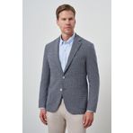 Morven Erkek Lacivert Örme Slim Fit Mono Yaka Ceket