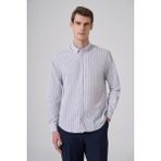 Morven Erkek Lacivert Pamuk Trend Kareli Dynamic Fit Gömlek - XL