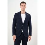 Morven Erkek Lacivert Poliviskon Trend Çizgili Desen Slim Fit Mono Yaka Takım Elbise - 6 Drop - 46