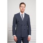 Morven Erkek Lacivert Trend Kruvaze Slim Fit Sivri Yaka Takım Elbise