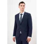 Morven Erkek Lacivert Yünlü Platinium Ekoseli Slim Fit Mono Yaka Takım Elbise - 46 - 6 Drop