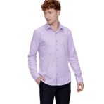 Morven Erkek Lila Pamuklu Oxford Düz Slim Fit Dar Kesim Pensli Gömlek