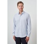 Morven Erkek Marine Çizgi Desen Trend Slim Fit Gömlek
